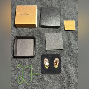 PRICE FIRM • NIB Heidi Daus clip earrings Swarovski crystal pearl green brown